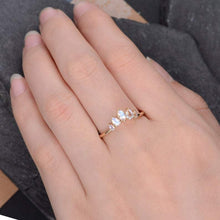 Load image into Gallery viewer, 14Kt Rose gold designer Marquise Shape Pear Shape Moonstone Chevron V Shaped Curved Band ring by diamtrendz
