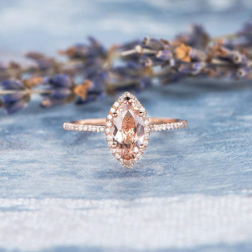 14Kt Rose gold designer Morganite diamond ring by diamtrendz