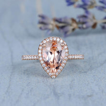 Load image into Gallery viewer, 14Kt Rose gold designer Morganite diamond ring by diamtrendz
