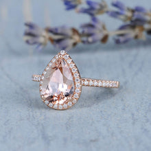 Load image into Gallery viewer, 14Kt Rose gold designer Morganite diamond ring by diamtrendz
