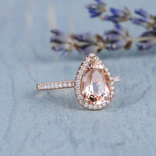 Load image into Gallery viewer, 14Kt Rose gold designer Morganite diamond ring by diamtrendz
