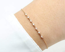 Load image into Gallery viewer, 14Kt Rose Gold Chain Natural Diamond Charm Bracelet
