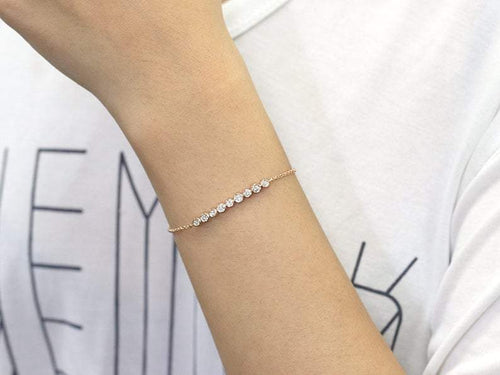 14Kt Rose Gold Chain Natural Diamond Charm Bracelet