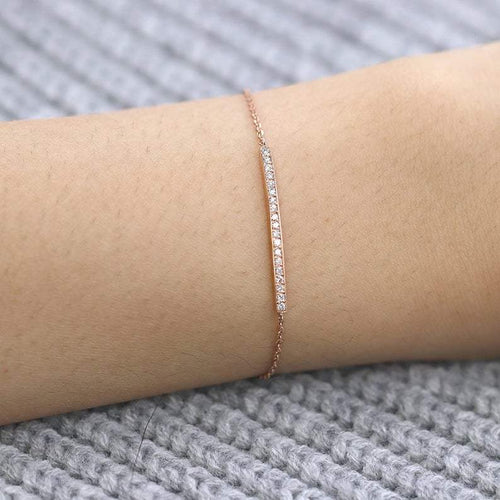 14Kt Rose Gold Chain Natural Diamond Charm Bracelet