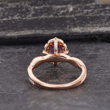 Load image into Gallery viewer, 14Kt Rose gold designer Oval Shape Alexandrite, Halo Infinity Eternity Natural Diamond Ring by diamtrendz
