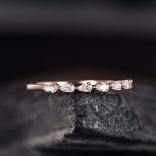 Load image into Gallery viewer, 14Kt Rose gold designer Half Eternity Pear Cut Natural diamond Band ring by diamtrendz
