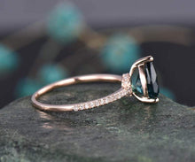 Load image into Gallery viewer, 14Kt Rose gold designer Solitaire Pear Shape Alexandrite, Natural diamond ring by diamtrendz
