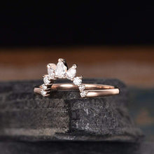 Load image into Gallery viewer, 14Kt Rose gold designer Pear Cut Chevron V Shaped Curved Natural diamond ring by diamtrendz
