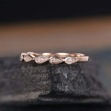 Load image into Gallery viewer, 14Kt Rose gold designer Bezel Setting Half Eternity Pear Cut Natural diamond Band ring by diamtrendz
