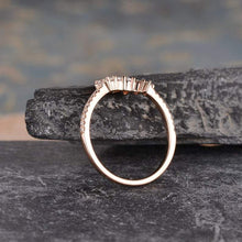 Load image into Gallery viewer, 14Kt Rose gold designer Pear Shape Moonstone Chevron V Shaped Curved Natural diamond Band ring by diamtrendz
