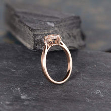 Load image into Gallery viewer, 14Kt Rose gold designer Solitaire Pear Shape Moonstone, Natural diamond ring by diamtrendz
