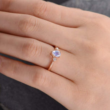 Load image into Gallery viewer, 14Kt Rose gold designer Solitaire Pear Shape Moonstone, Natural diamond ring by diamtrendz
