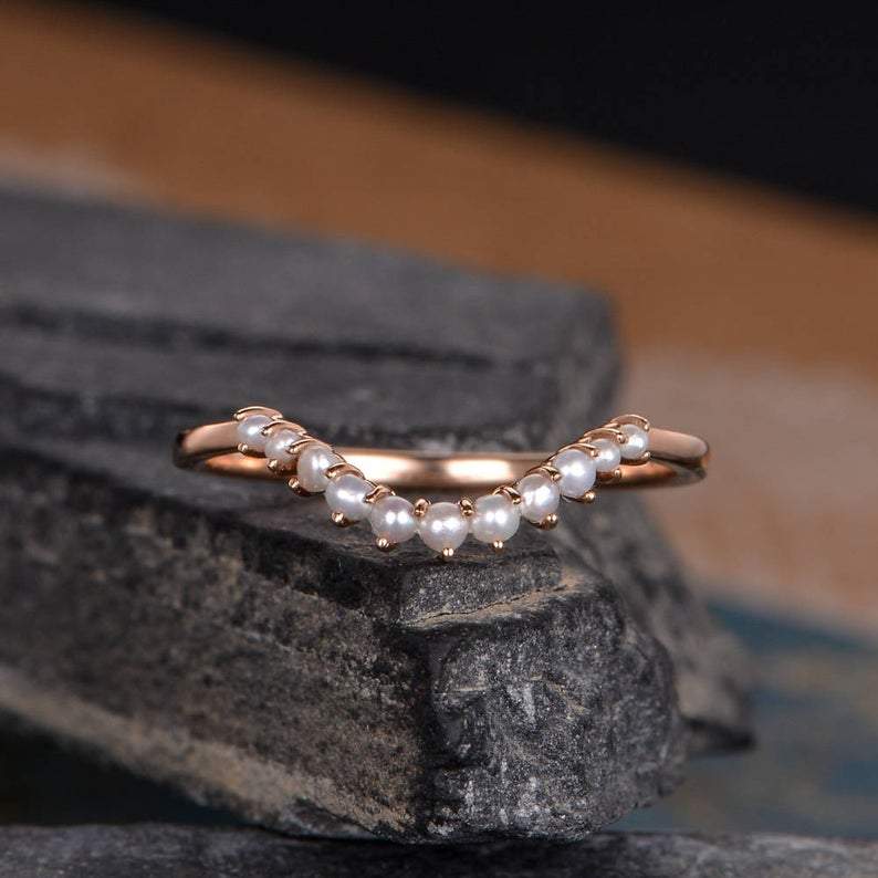 14Kt Rose Gold Designer Pearl Ring by Diamtrendz
