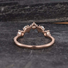 Load image into Gallery viewer, 14Kt Rose gold designer Pearl, Chevron V Shaped Curved Natural diamond ring by diamtrendz
