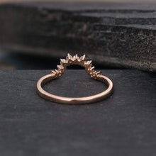 Load image into Gallery viewer, 14Kt Rose gold designer Pearl Chevron V Shaped Curved Natural diamond ring by diamtrendz
