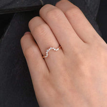 Load image into Gallery viewer, 14Kt Rose gold designer Pearl Chevron V Shaped Curved Natural diamond ring by diamtrendz
