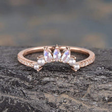 Load image into Gallery viewer, 14Kt Rose gold designer Pear Shape Moonstone Pearl Natural diamond ring by diamtrendz
