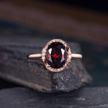 Load image into Gallery viewer, 14Kt Rose Gold Designer Red Garnet Diamond Ring by Diamtrendz
