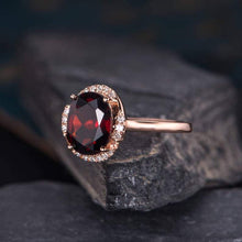 Load image into Gallery viewer, 14Kt Rose Gold Designer Red Garnet Diamond Ring by Diamtrendz
