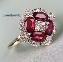 Load image into Gallery viewer, 14Kt White gold designer Red Ruby diamond ring by diamtrendz
