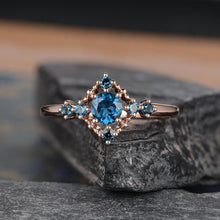 Load image into Gallery viewer, 14Kt Rose gold designerSolitaire Round Shape Blue Topaz ring by diamtrendz
