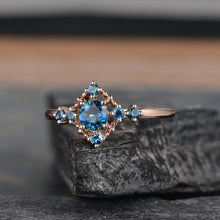 Load image into Gallery viewer, 14Kt Rose gold designerSolitaire Round Shape Blue Topaz ring by diamtrendz
