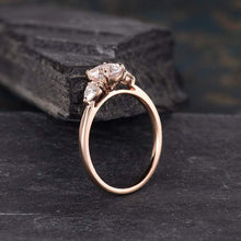Load image into Gallery viewer, 14Kt Rose gold designer Solitaire Moonstone, Pear Cut Natural diamond ring by diamtrendz
