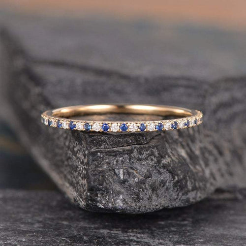 14Kt Rose gold designer Sapphire Full Eternity Natural diamond ring by diamtrendz