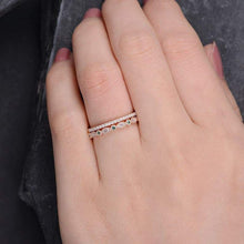 Load image into Gallery viewer, 14Kt Rose gold designer Set 2 Emerald Gemstone, Half Eternity Marquise Cut Natural diamond Band ring by diamtrendz
