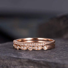 Load image into Gallery viewer, 14Kt Rose gold designer Set 2, Marquise Shape Half Eternity Infinity Natural diamond ring by diamtrendz
