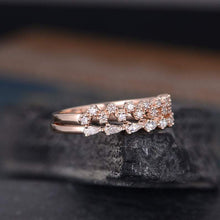 Load image into Gallery viewer, 14Kt Rose gold designer Set 2 Cluster Half Eternity Infinity Pear Cut Natural diamond Band ring by diamtrendz
