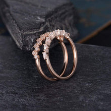 Load image into Gallery viewer, 14Kt Rose gold designer Set 2 Cluster Half Eternity Infinity Pear Cut Natural diamond Band ring by diamtrendz
