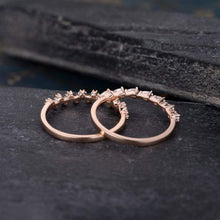 Load image into Gallery viewer, 14Kt Rose gold designer Set 2 Cluster Half Eternity Infinity Pear Cut Natural diamond Band ring by diamtrendz
