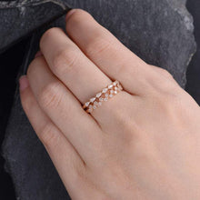 Load image into Gallery viewer, 14Kt Rose gold designer Set 2 Cluster Half Eternity Infinity Pear Cut Natural diamond Band ring by diamtrendz

