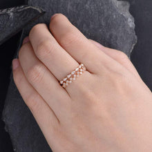 Load image into Gallery viewer, 14Kt Rose gold designer Set 2 Cluster Half Eternity Infinity Pear Cut Natural diamond Band ring by diamtrendz
