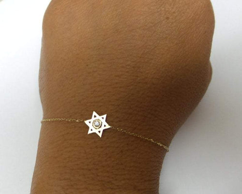 14Kt Rose Gold Chain Natural Diamond Charm Bracelet