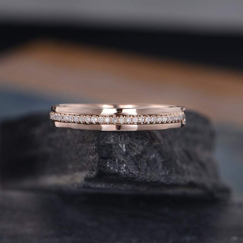 14Kt Rose gold designer Unisex Couple Half Eternity Natural diamond Band ring by diamtrendz