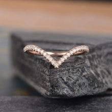 Load image into Gallery viewer, 14Kt Rose gold designer Chevron V Shaped Curved Natural diamond ring by diamtrendz
