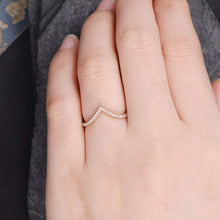 Load image into Gallery viewer, 14Kt Rose gold designer Chevron V Shaped Curved Natural diamond ring by diamtrendz
