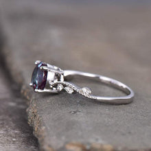 Load image into Gallery viewer, 14Kt White gold designer Solitaire Alexandrite, Natural diamond ring by diamtrendz

