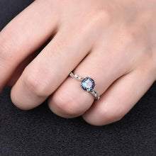 Load image into Gallery viewer, 14Kt White gold designer Solitaire Alexandrite, Natural diamond ring by diamtrendz
