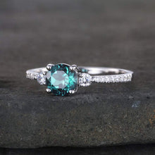 Load image into Gallery viewer, 14Kt White gold designer Solitaire Alexandrite, Natural diamond ring by diamtrendz
