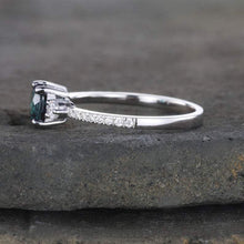 Load image into Gallery viewer, 14Kt White gold designer Solitaire Alexandrite, Natural diamond ring by diamtrendz
