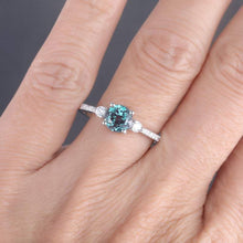 Load image into Gallery viewer, 14Kt White gold designer Solitaire Alexandrite, Natural diamond ring by diamtrendz
