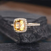 Load image into Gallery viewer, 14Kt Yellow Gold Designer Citrine Cushion Shape Diamond Ring by Diamtrendz

