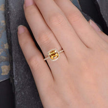 Load image into Gallery viewer, 14Kt Yellow Gold Designer Citrine Cushion Shape Diamond Ring by Diamtrendz
