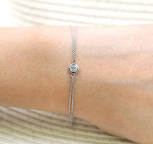 Load image into Gallery viewer, 14Kt White Gold Chain Natural Diamond Charm Bracelet
