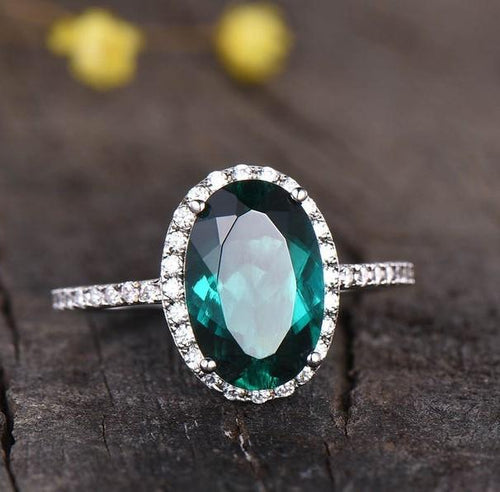 14Kt Rose gold designer Emerald diamond ring by diamtrendz