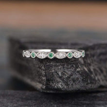 Load image into Gallery viewer, 14Kt White gold designer Emerald Gemstone, Half Eternity Marquise Cut Natural diamond Band ring by diamtrendz
