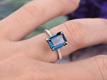 Load image into Gallery viewer, 14Kt White Gold Designer Blue Topaz Emerald Shape Diamond Ring by Diamtrendz
